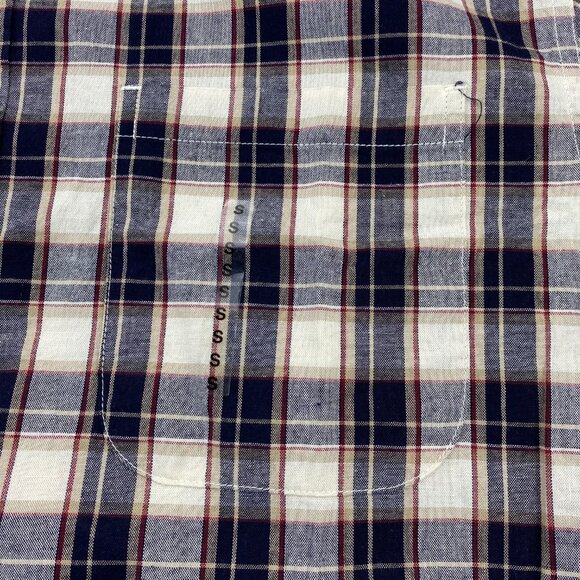 New Eddie Bauer Plaid Shirt Men Small S MBRY Brown Cream Button Down Polo NWT - Picture 3 of 10